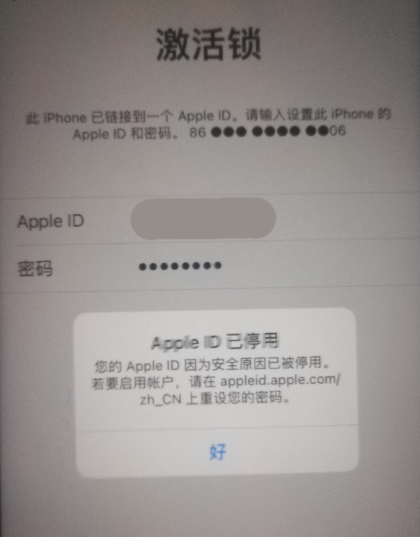 嵊州苹果手机维修分享iPhone 12 出现提示“Apple ID 已停用”怎么办 